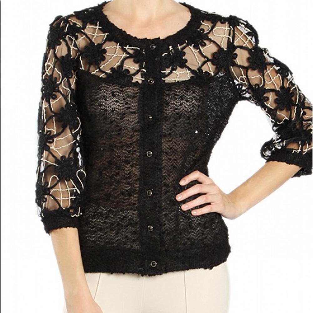 Black crochet sweater